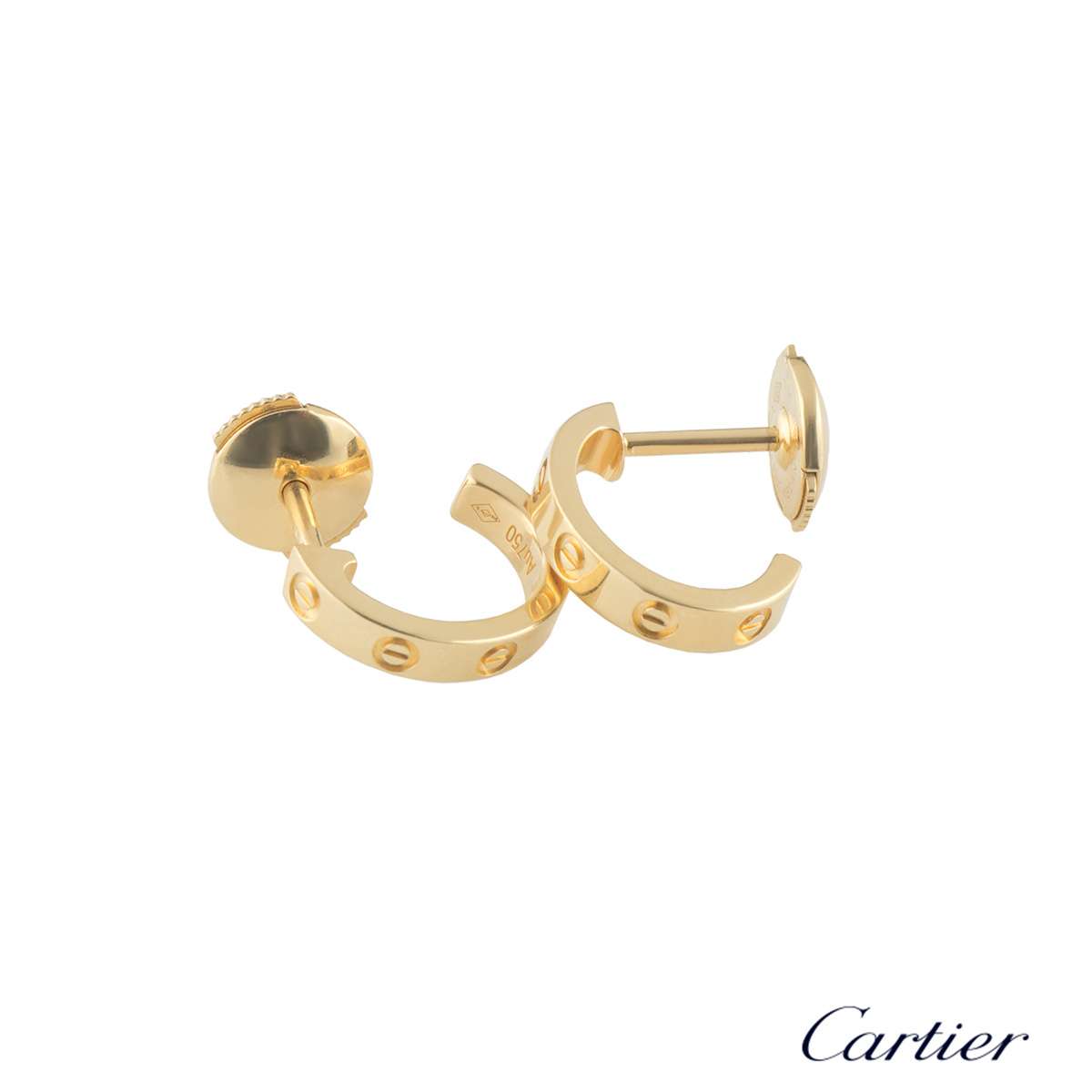 Cartier Yellow Gold Love Hoop Earrings Rich Diamonds